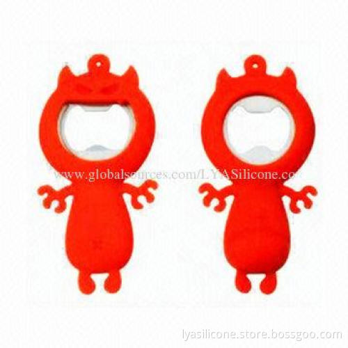 Cartoon Design New Silicone Bottle Opener with Steel, Ideal for Kids and Promotional Advertising